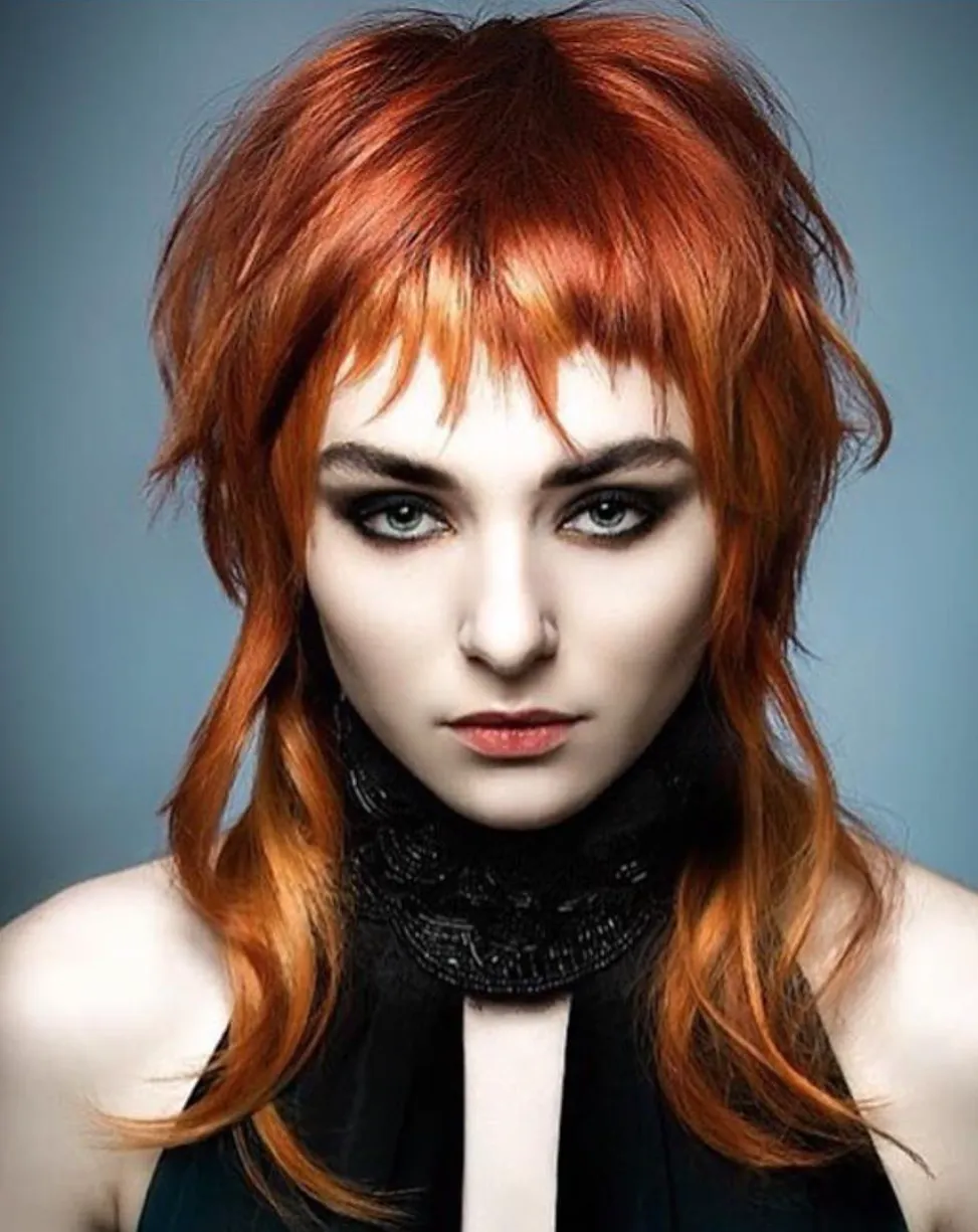 Vivid copper-red color with a textured fringe by Holden Allen